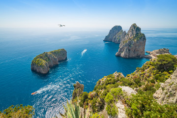 Famous Faraglioni rocks near Capri island, Italy