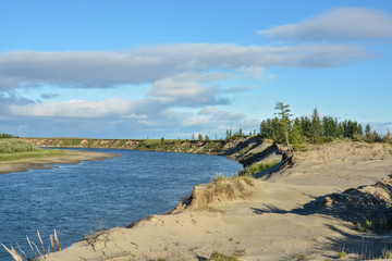 Northern river among tundra.