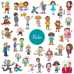 cartoon children characters large set