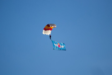 parachutist doing acrobatics