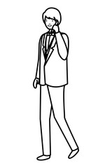 young business man wit smartphone avatar character