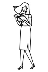 business woman wit book avatar character