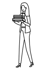 business woman wit book avatar character