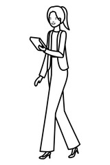 business woman wit tablet avatar character