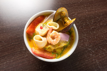 Peruvian food: Seafood soup, called 