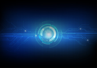 Vector : Electronic circuit inside bitcoin symbol on blue background