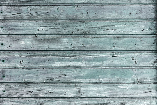 Fototapeta Texture of aged turquoise wooden boards wall
