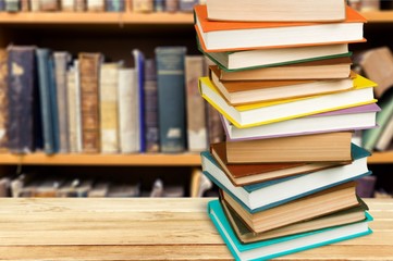 Collection of old books  on background