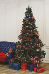 Christmas and New Year tree and decorations