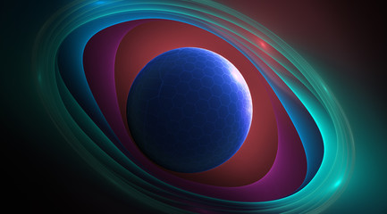 festive technology ball in abstract background