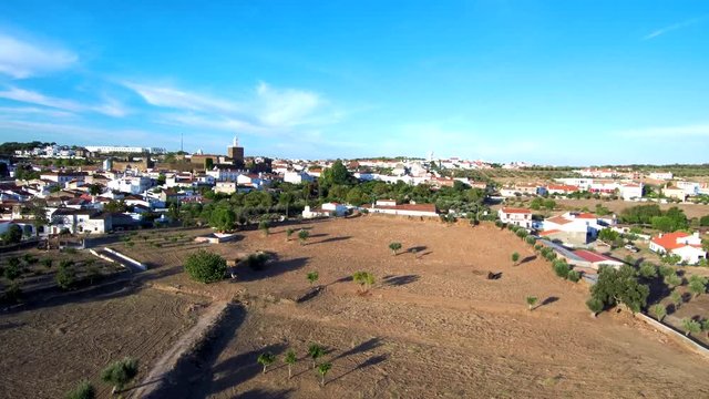 Portugal. Village of Alandroal in Alentejo. Aerial view from a Drone. 4k Video
