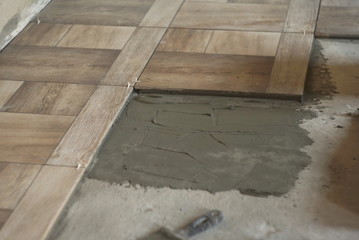 installation of ceramic tiles