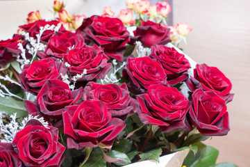 Bouquet of magnificent claret roses - a great gift for the holiday_