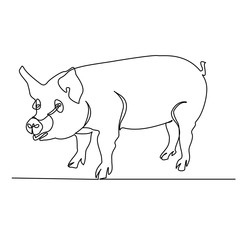 Pig. Continuous drawing with one line. Vector.