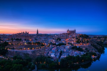 Panoramic view of the medieval center of the city of Toledo.