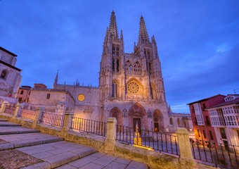 Burgos Cathedral in the dusk light, Spain.