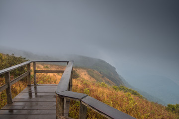 view point  is misty in mountain at north Thailand