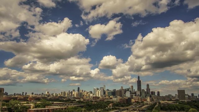 Time Lapse of the Chicago Skyline in the Afternoon (Zoom In)