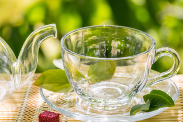 Empty cup of  tea on wooden background