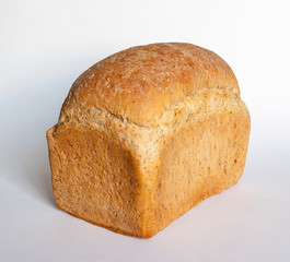 Loaf of bread on white background
