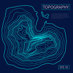 Brochure, poster, advertising design. Vector contour topographic map background. Topography and geography map grid abstract backdrop. Business concept. Vector illustration