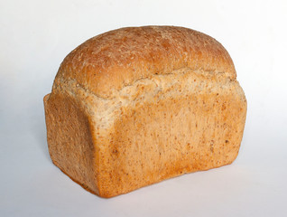 Loaf of bread on white background