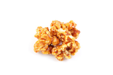 Caramel popcorn isolated on white background