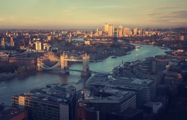 Papier Peint photo autocollant Londres Vue aérienne de Londres avec Tower Bridge, Royaume-Uni