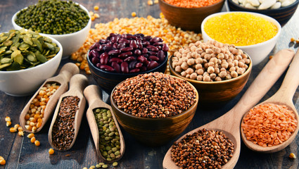 Composition with variety of vegetarian food ingredients