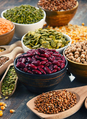 Fototapeta premium Composition with variety of vegetarian food ingredients