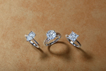 Three Solitaire Diamond Engagement Rings