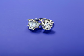 Diamond Rings on Blue Background 