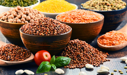 Composition with variety of vegetarian food ingredients