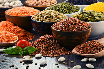 Composition with variety of vegetarian food ingredients