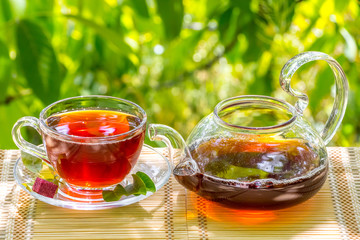 Tea time - Relax With Hot Tea In Zen Garden