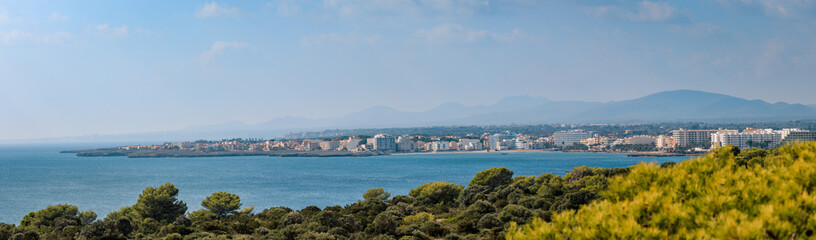 Fototapeta na wymiar Panorama shot of S'Illot, Mallorca, Mojorca, Spain