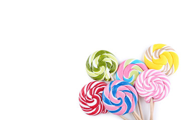 Colorful lollipops isolated on white background