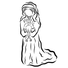 Woman praying kneeling, Bible times, black pattern