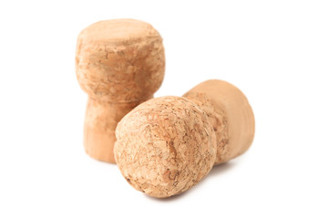 Champagne corks isolated on white background