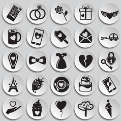 Valentines day set on plates background icons