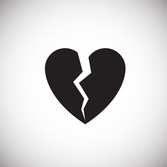 Broken heart on white background icon