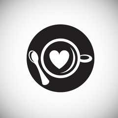 Cappucino with heart on white background icon