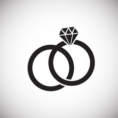 Love rings on white background icon