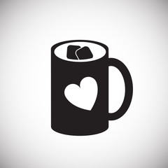 Mug with heart on white background icon