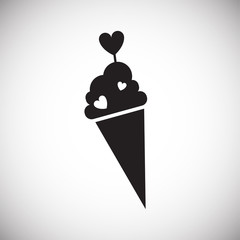 Ice cream with heart on white background icon