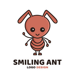 Fun cute smiling smart ant. Vector 