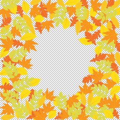 Frame autumn yellowed leaves. Design, decoration, free space for your text or logo. Vector