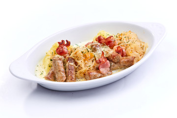 sausage with mashed potato