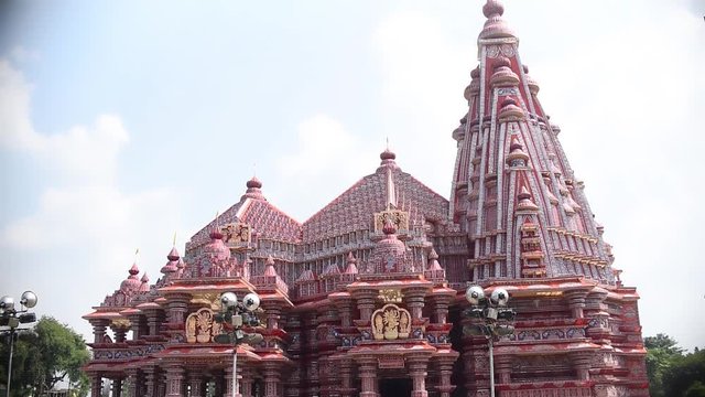Exterior view of beautiful temple or pandal of Durga Puja festival in India