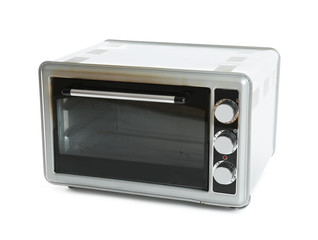 Obraz premium Dirty modern electric oven on white background